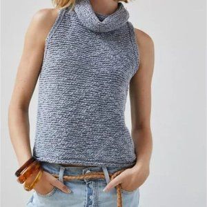 Pilcro Anthropologie Knit Sleeve Turtleneck Cowlneck Gray Tank Top Size M Medium